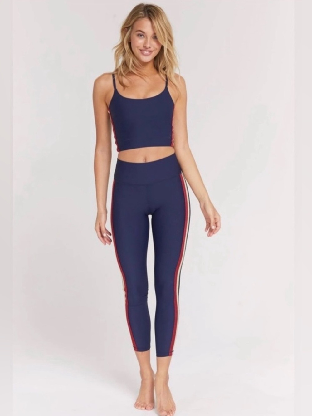 Spiritual Gangster shimmer stripe active set size small navy